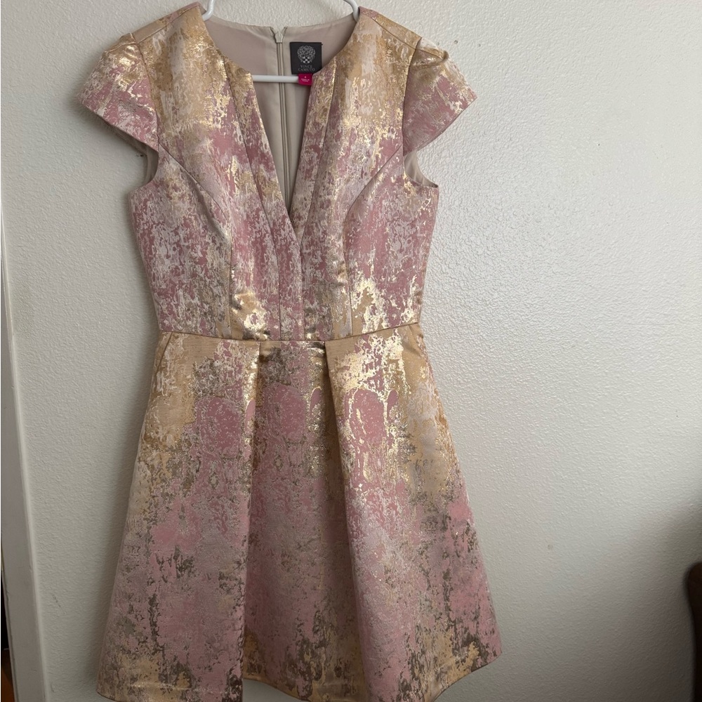 Vince Camuto Pink and Gold Mini Dress
